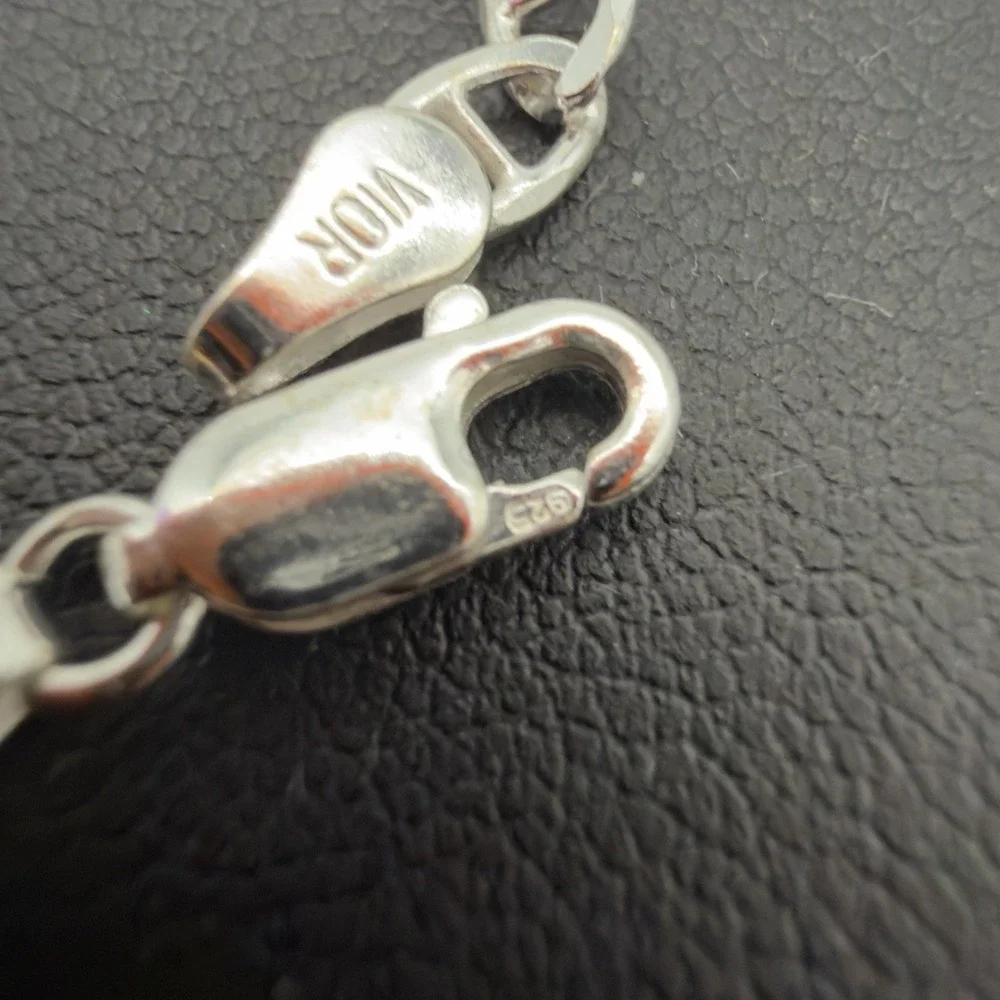 Vtg Vior Italy 925 Sterling Silver Mariner Link Chain Bracelet 8.25
